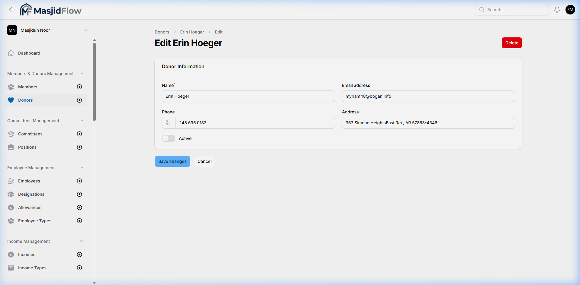 Edit Donor