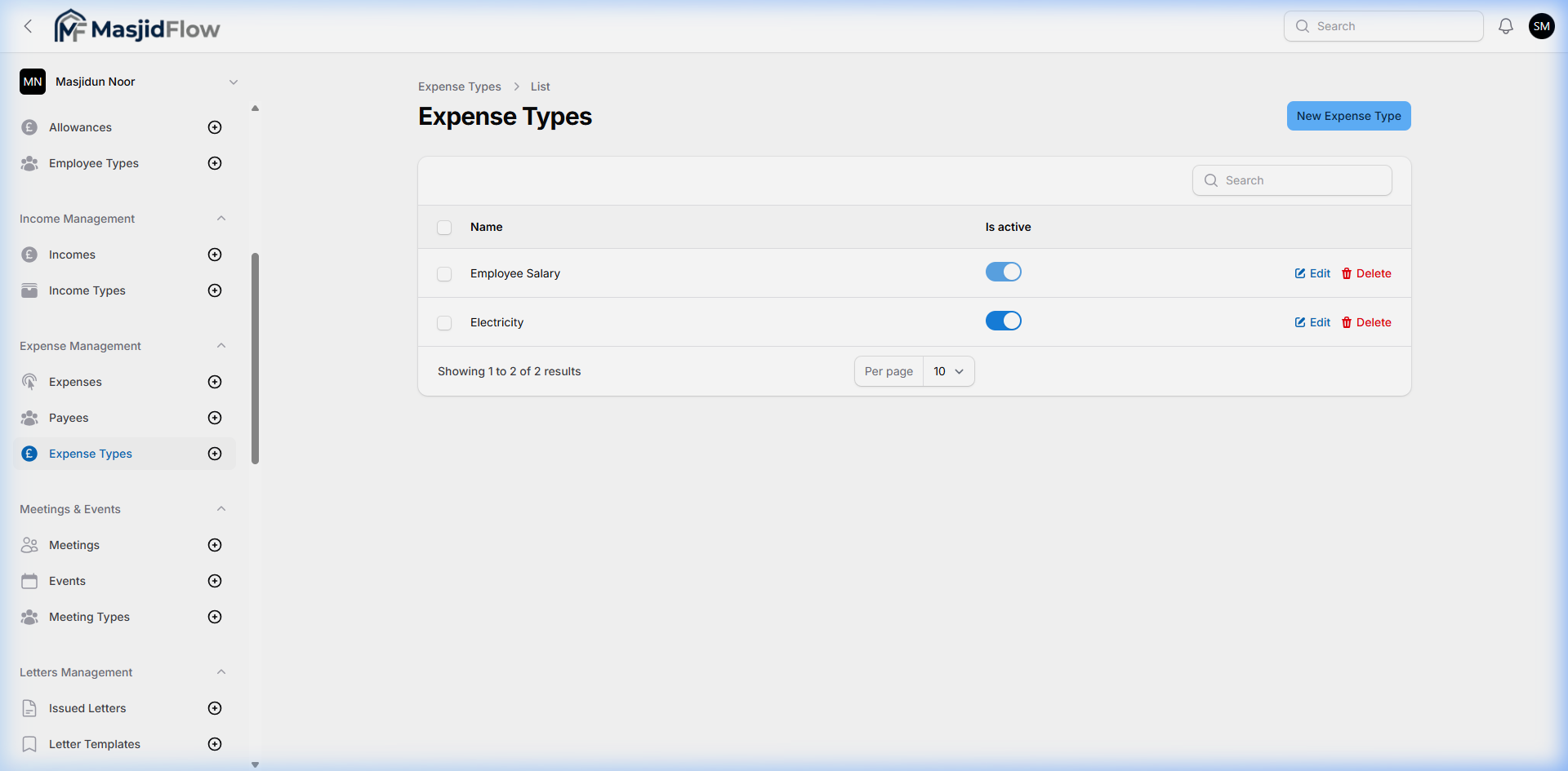 Expense Types